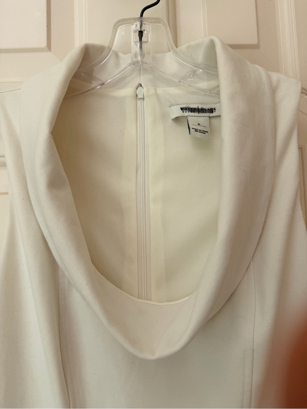 White House Black Market Cream Sleeveless Cowl Neck Sheath Dress, Sz 6 - Picture 3 of 16